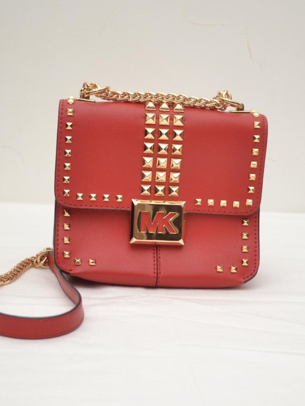 Michael Kors Sonia Small Flame Studded Leather Shoulder Crossbody Bag